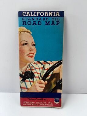 Original 1936 Standard Oil California Road Map Vintage Gas Station Travel Guide